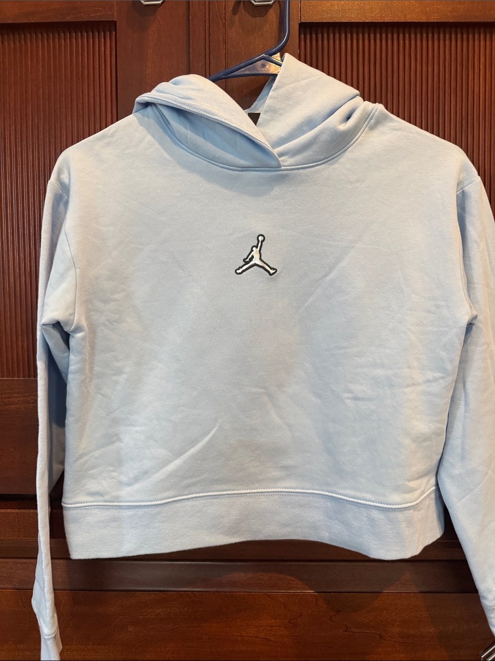 Jordan kids Pale Blue Cropped Hoodie with Jumpman